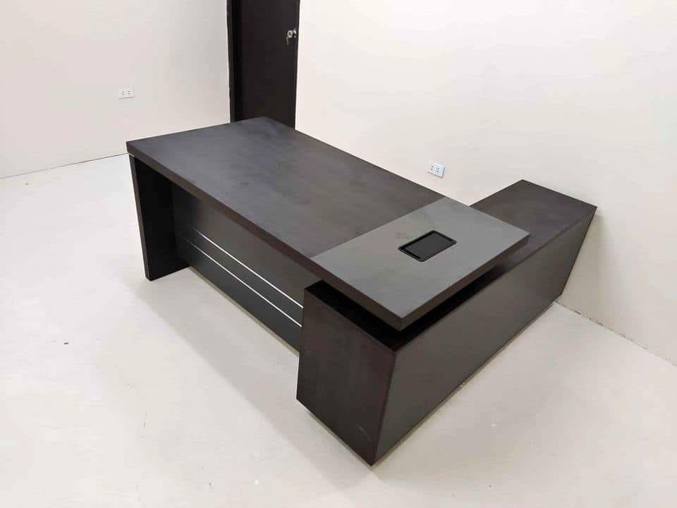 1.8M Executive Office Desk with Side Cabinets – Walnut & Dark Grey | E1 Melamine Top | Brand New - HM Chairs