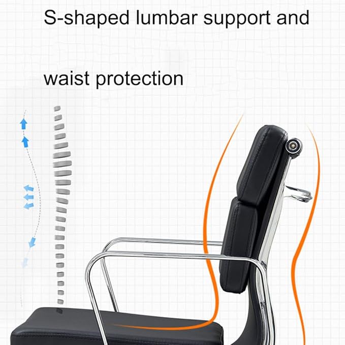 Eames Style EA217 Medium Back Soft Pad Office Chair – Black Italian Leather (Brand New)