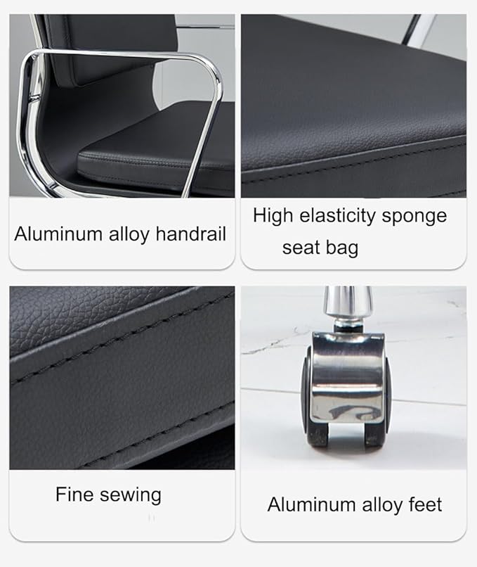 High-Back Soft Pad Office Chair – Black Italian Leather