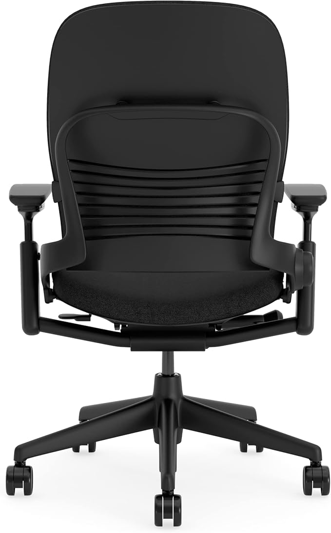 Steelcase Leap V2 – Black Leather Office Chair - HM Chairs
