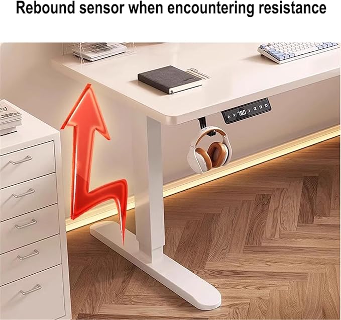 Electric Adjustable Height Desk 140x70cm – White Tabletop with White Legs - HM Chairs