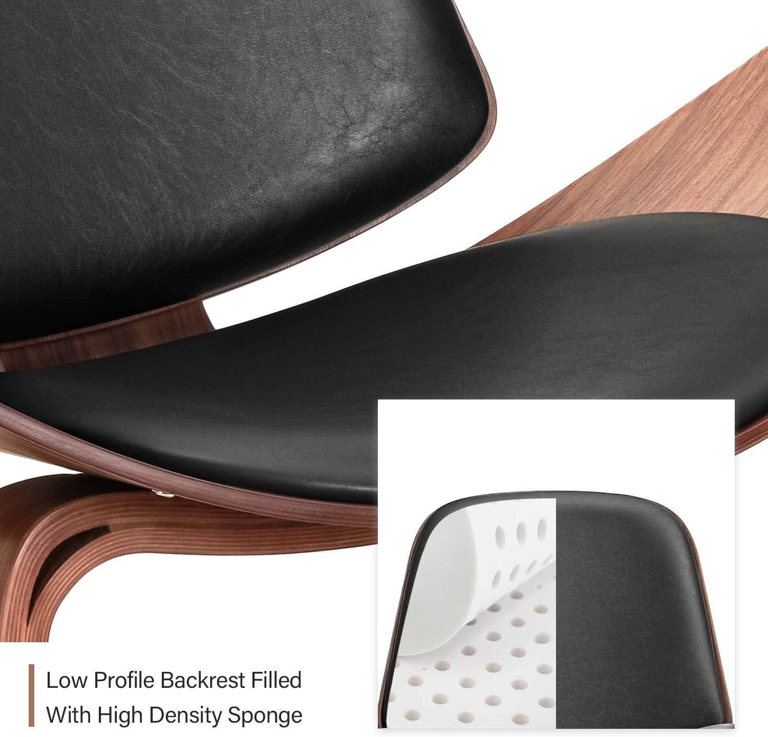 CH07 Shell Lounge Chair – Walnut & Black Leather | Hans Wenger style | Brand New - HM Chairs