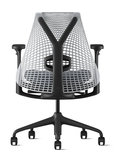 Herman Miller Sayl 2 Office Task Chair – Grey Seat, White Back, Lumbar Support, 4D Arms – Refurbished - HM Chairs