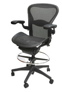 Herman Miller Aeron converted to stool height with the foot ring fitted