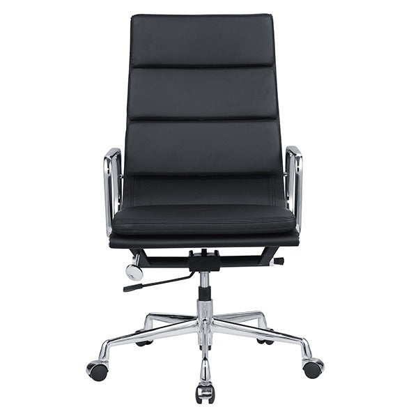 Vitra Eames Style EA219 Soft Pad High-Back Office Chair – Black Italian Leather – Brand New - HM Chairs
