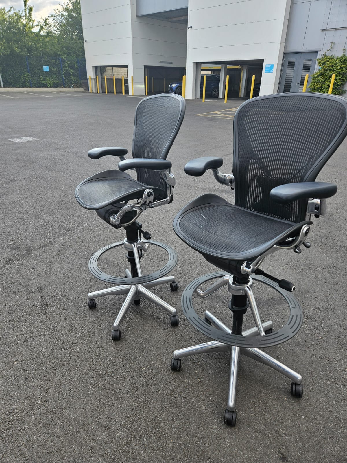 Herman Miller Aeron Chrome Posturefit Stool Chair - Size B - FULLY LOADED