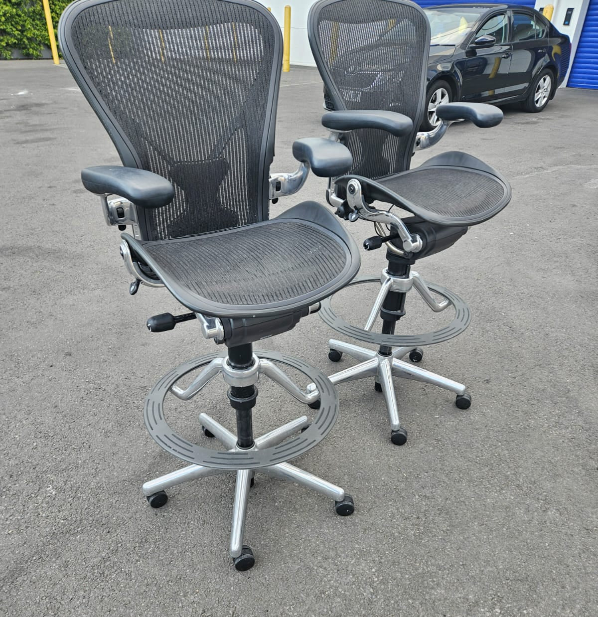 Herman Miller Aeron Chrome Posturefit Stool Chair - Size B - FULLY LOADED