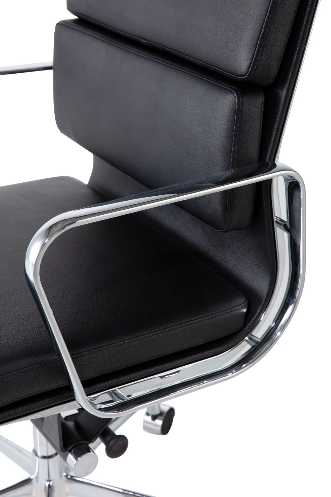 Vitra Eames Style EA217 Soft Pad Medium-Back Office Chair – Black Italian Leather – Brand New