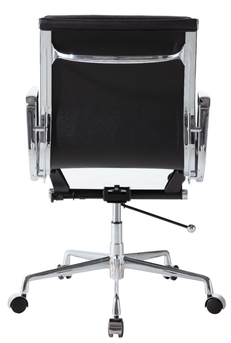 Vitra Eames Style EA217 Soft Pad Medium-Back Office Chair – Black Italian Leather – Brand New