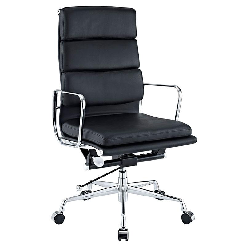 Vitra Eames Style EA219 Soft Pad High-Back Office Chair – Black Italian Leather – Brand New - HM Chairs