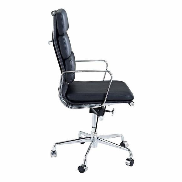 Vitra Eames Style EA219 Soft Pad High-Back Office Chair – Black Italian Leather – Brand New - HM Chairs