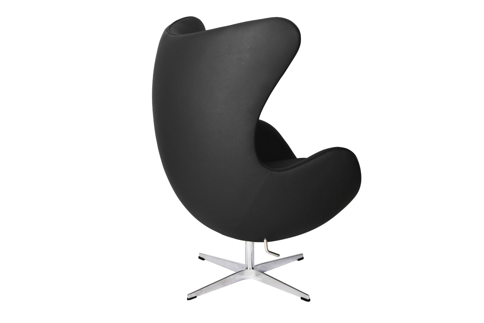 Fritz Hansen Style Egg Lounge Chair – Italian Genuine Black Leather, Fiberglass Shell, Polished Aluminium Alloy Base - Brand New - HM Chairs