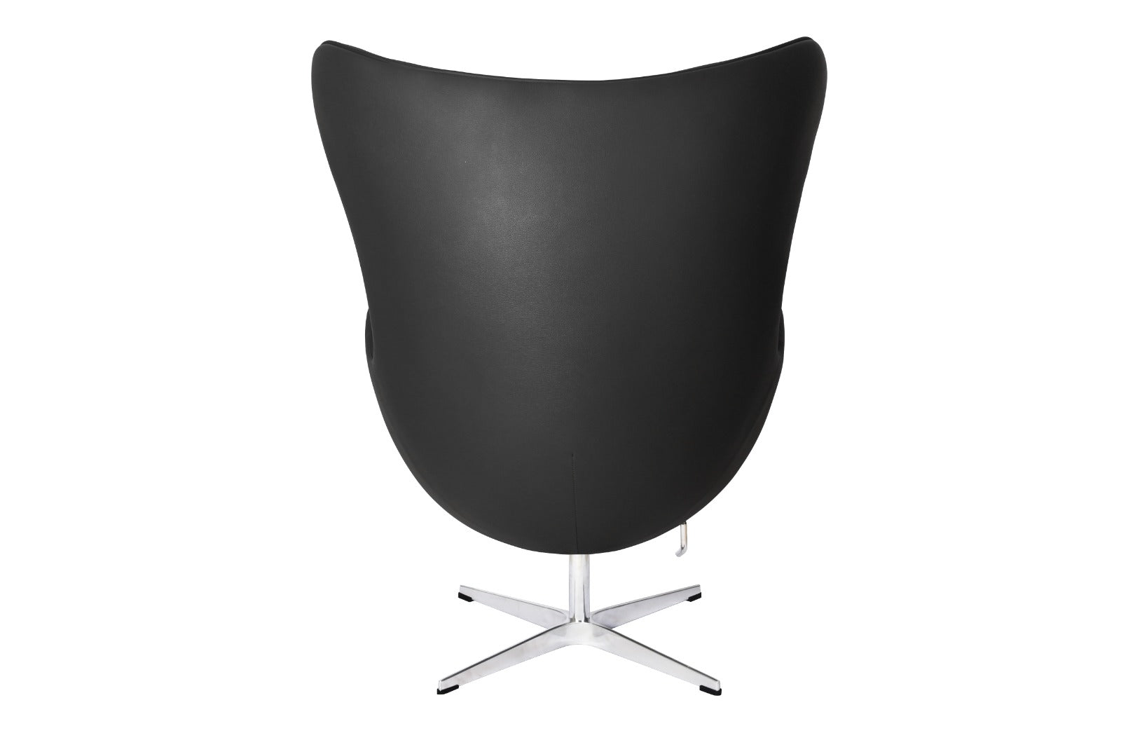 Fritz Hansen Style Egg Lounge Chair – Italian Genuine Black Leather, Fiberglass Shell, Polished Aluminium Alloy Base - Brand New - HM Chairs