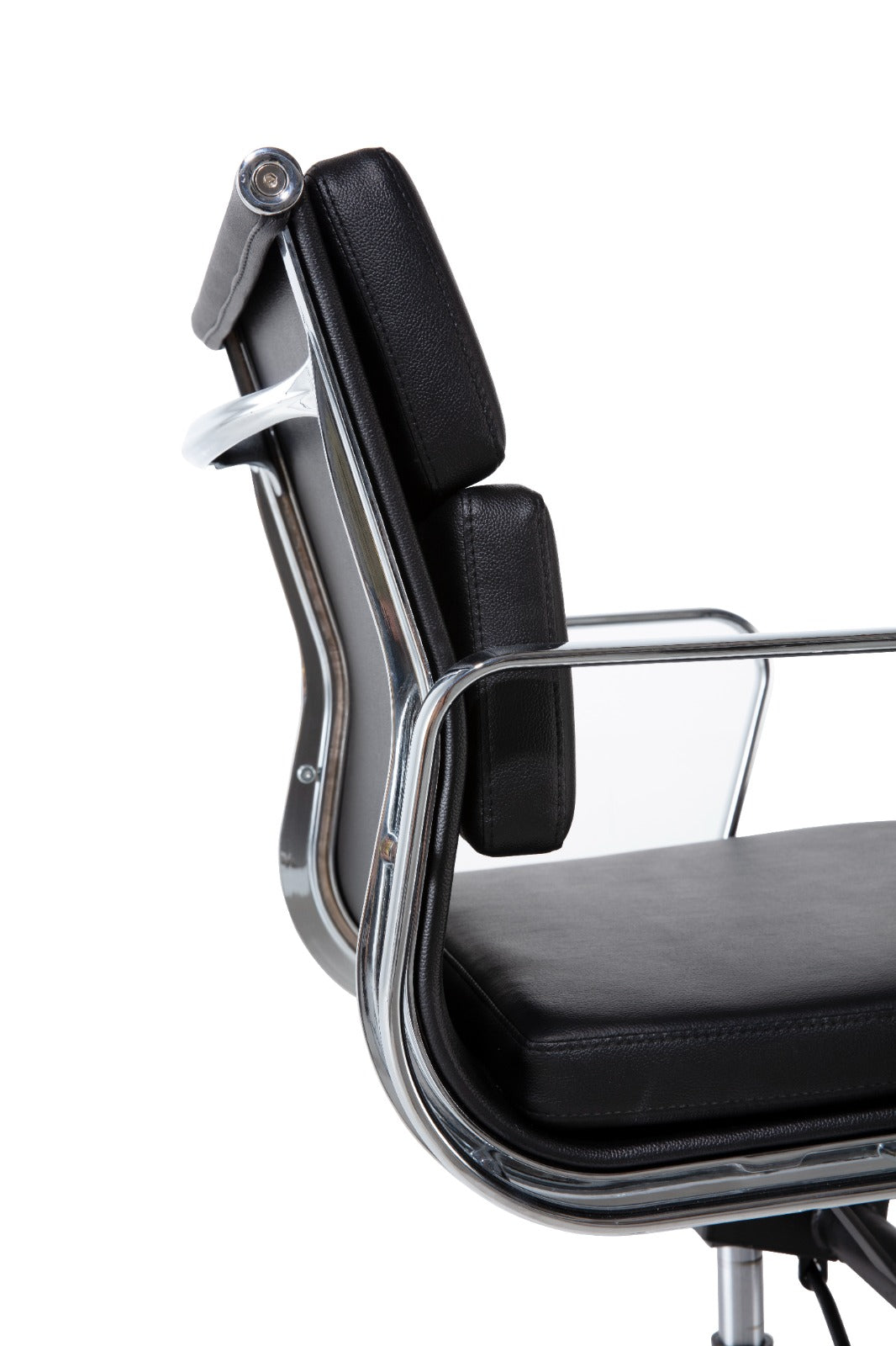 Vitra Eames Style EA217 Soft Pad Medium-Back Office Chair – Black Italian Leather – Brand New