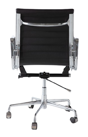 Eames Style EA117 Medium Back Thin Pad Office Chair – Black Italian Leather (Brand New) - HM Chairs