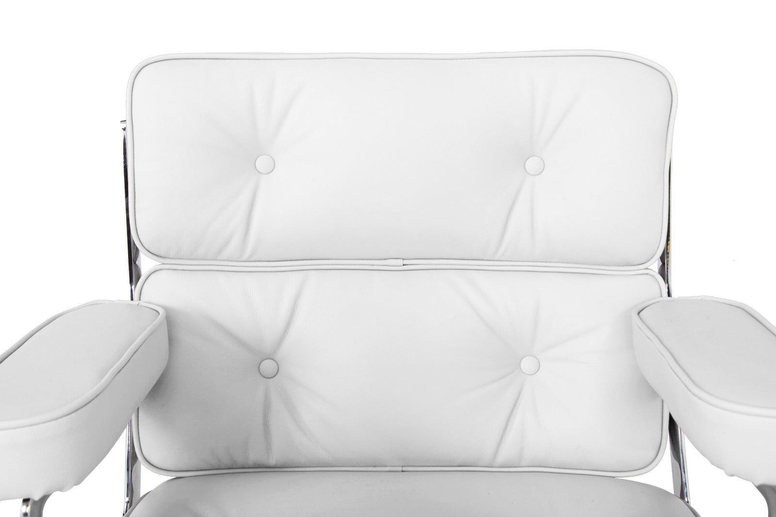 Eames Style ES104 Executive Leather Lobby Office Chair – White Italian Leather, Chrome Base (Brand New)