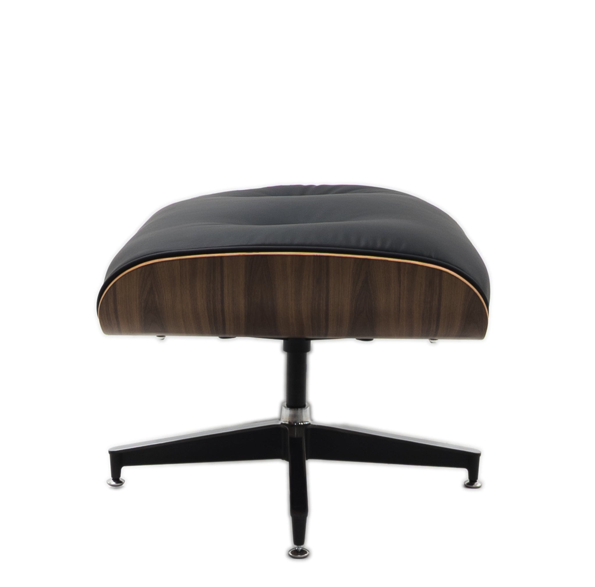 Eames Style Lounge Chair & Ottoman Walnut Wood Colour - Black Leather - Brand New - HM Chairs
