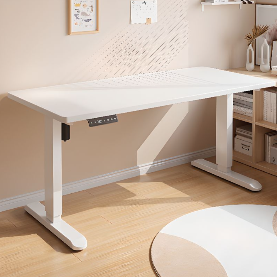 Electric Adjustable Height Desk 140x70cm – White Tabletop with White Legs - HM Chairs