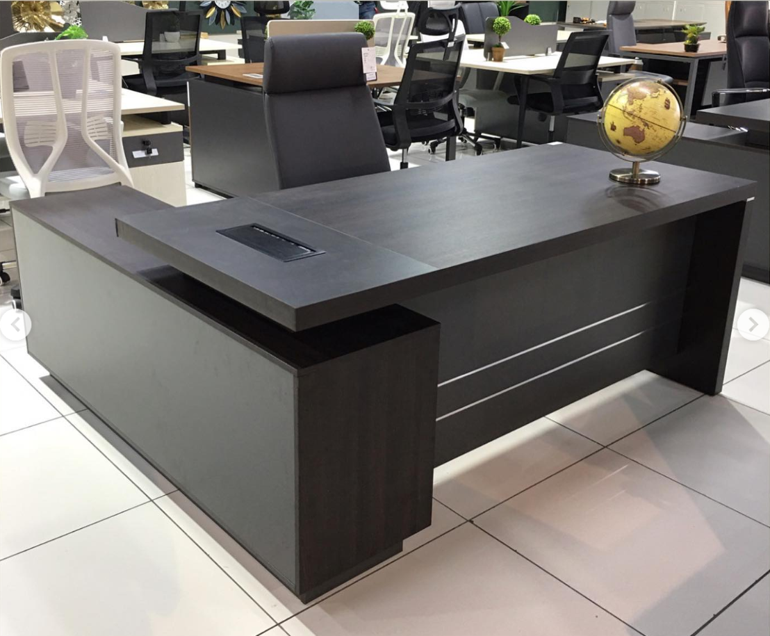 1.8M Executive Office Desk with Side Cabinets – Walnut & Dark Grey | E1 Melamine Top | Brand New - HM Chairs