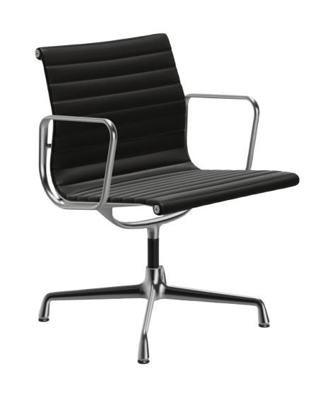 EA108 Replica PU Leather Office Chair – Black, Chrome Base, Fixed Height, With Wheels