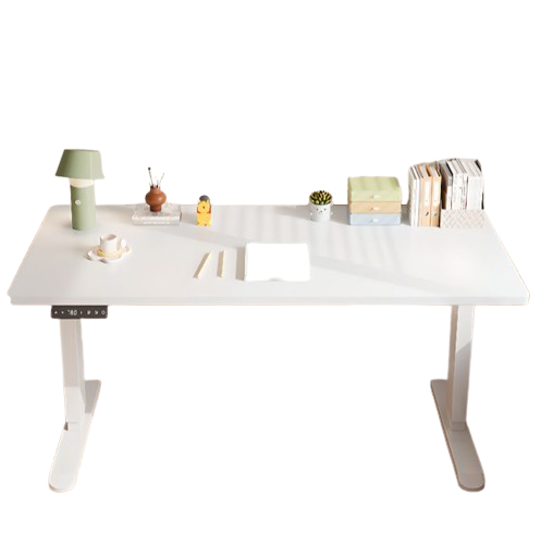 Electric Adjustable Height Desk 140x70cm – White Tabletop with White Legs - HM Chairs