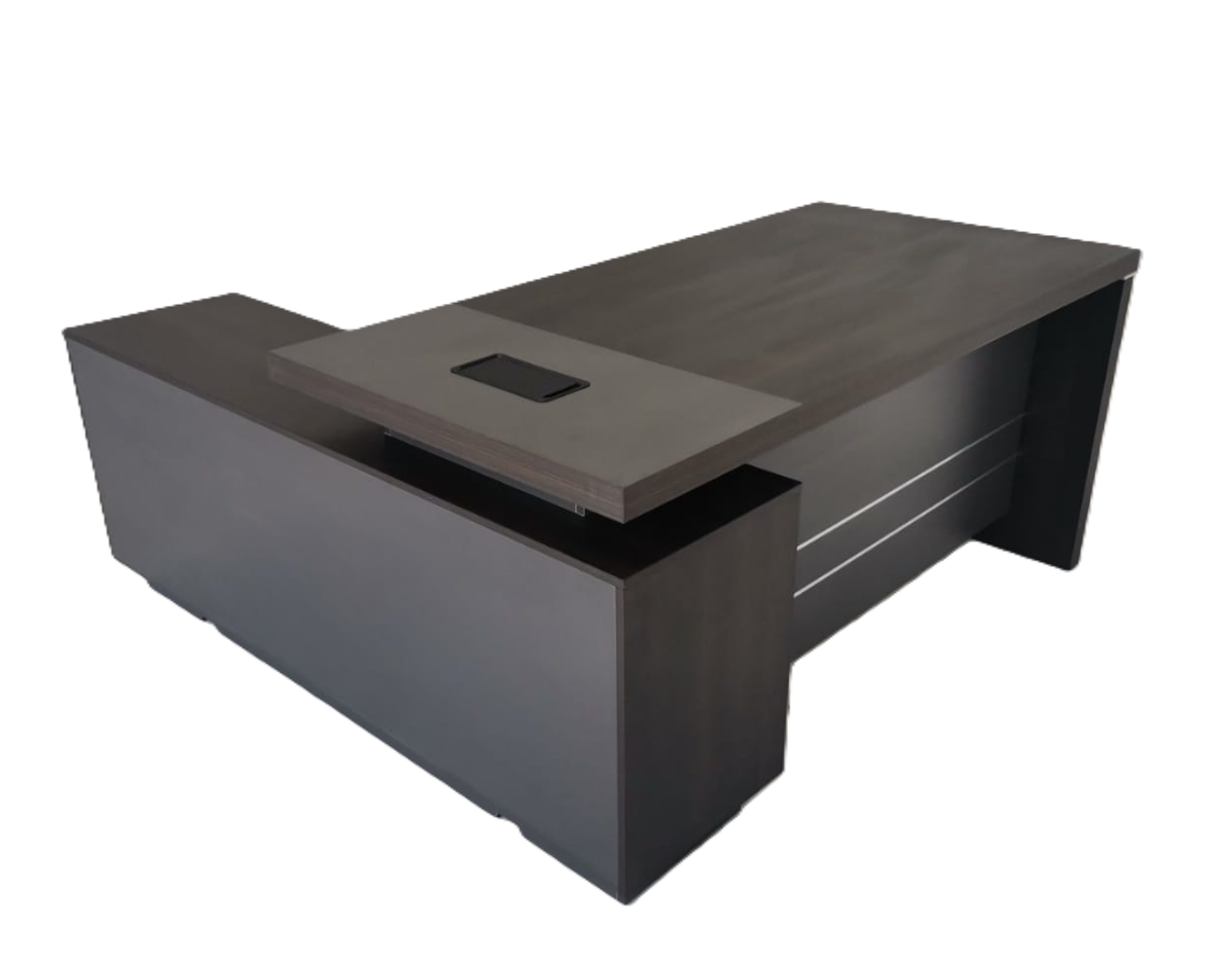 1.8M Executive Office Desk with Side Cabinets – Walnut & Dark Grey | E1 Melamine Top | Brand New - HM Chairs