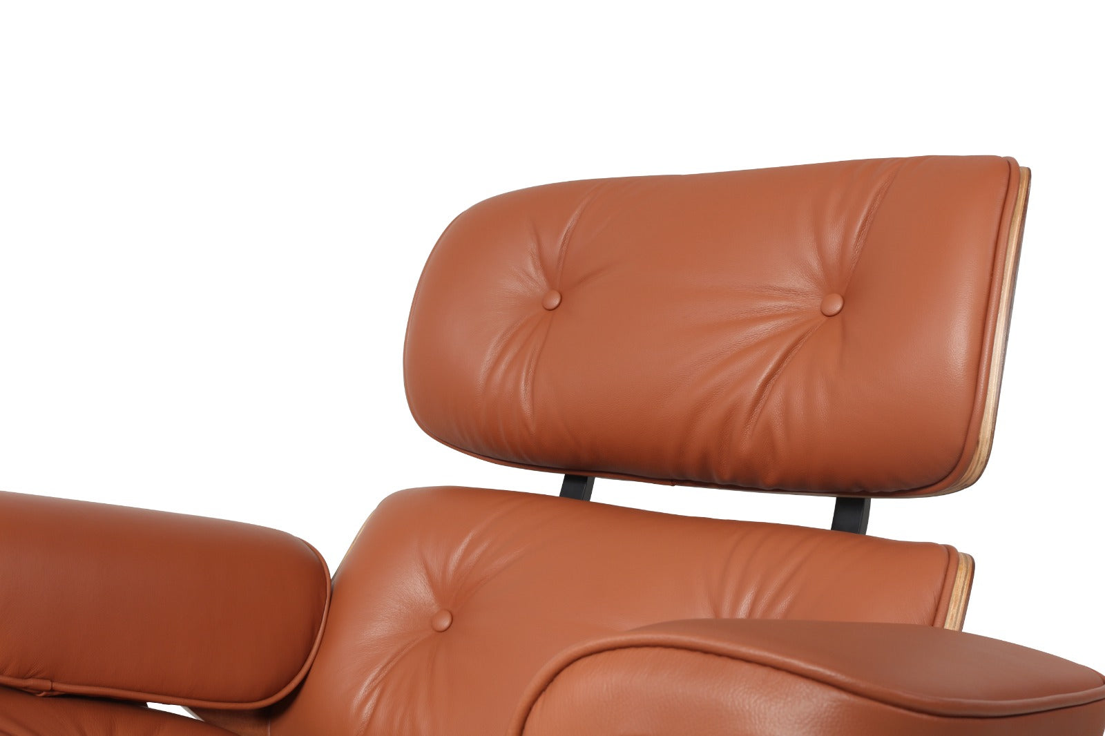 Eames Style Lounge Chair & Ottoman – Tan Italian Leather with Walnut Wood Finish (Brand New) - HM Chairs