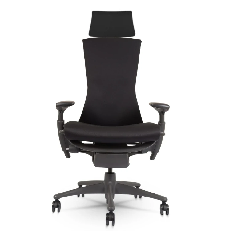 Atlas Headrest for Herman Miller Embody Chair - Black Rhythm Graphite Frame - HM Chairs