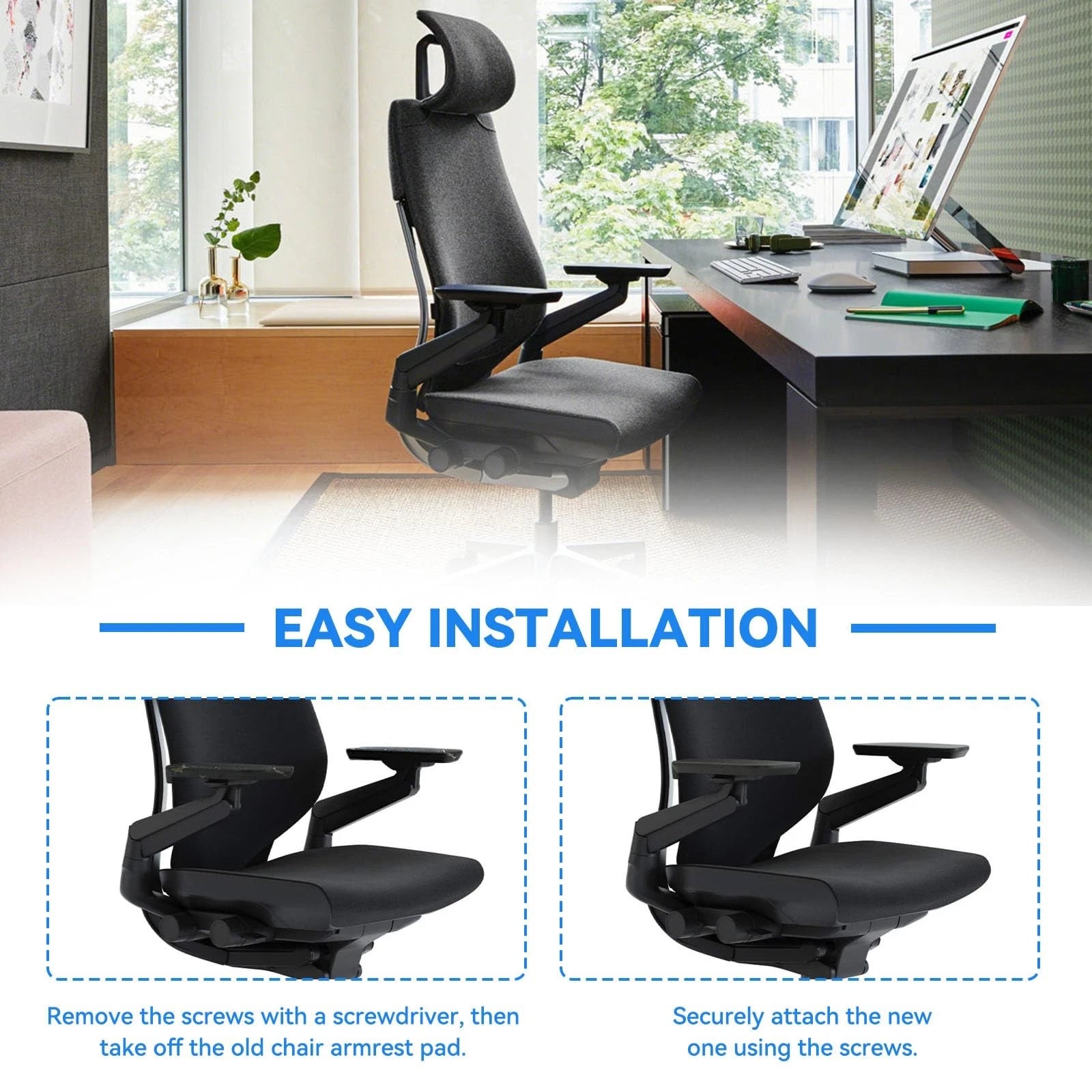 Steelcase Gesture Replacement Arm Pads – Black - HM Chairs