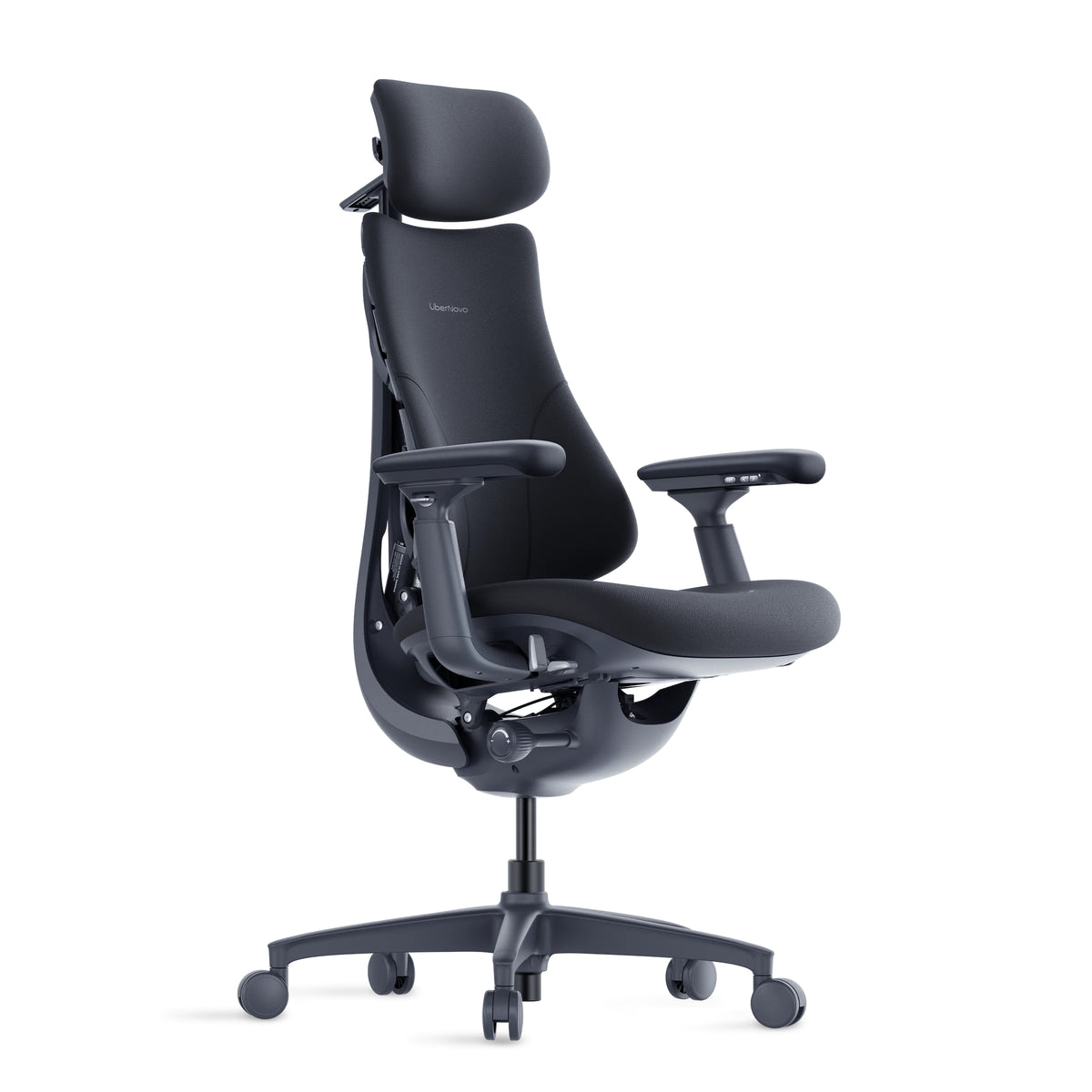 LiberNovo Omni ergonomic chair in Midnight Black, side angle view