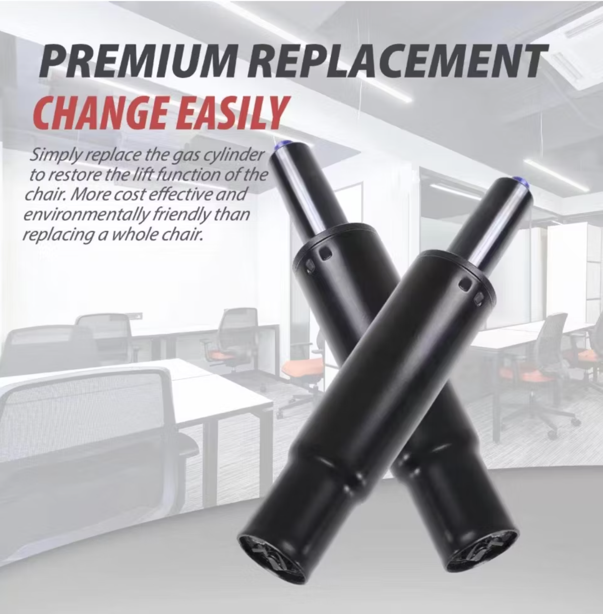 Two replacement office chair gas lift cylinders