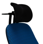 Atlas headrest in black fitted to a Steelcase Leap V2 chair, front angle