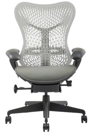 Herman Miller Mirra Fully Loaded Office Chair with Lumbar Support (Black Frame, Light Grey Back, Grey Mesh)
