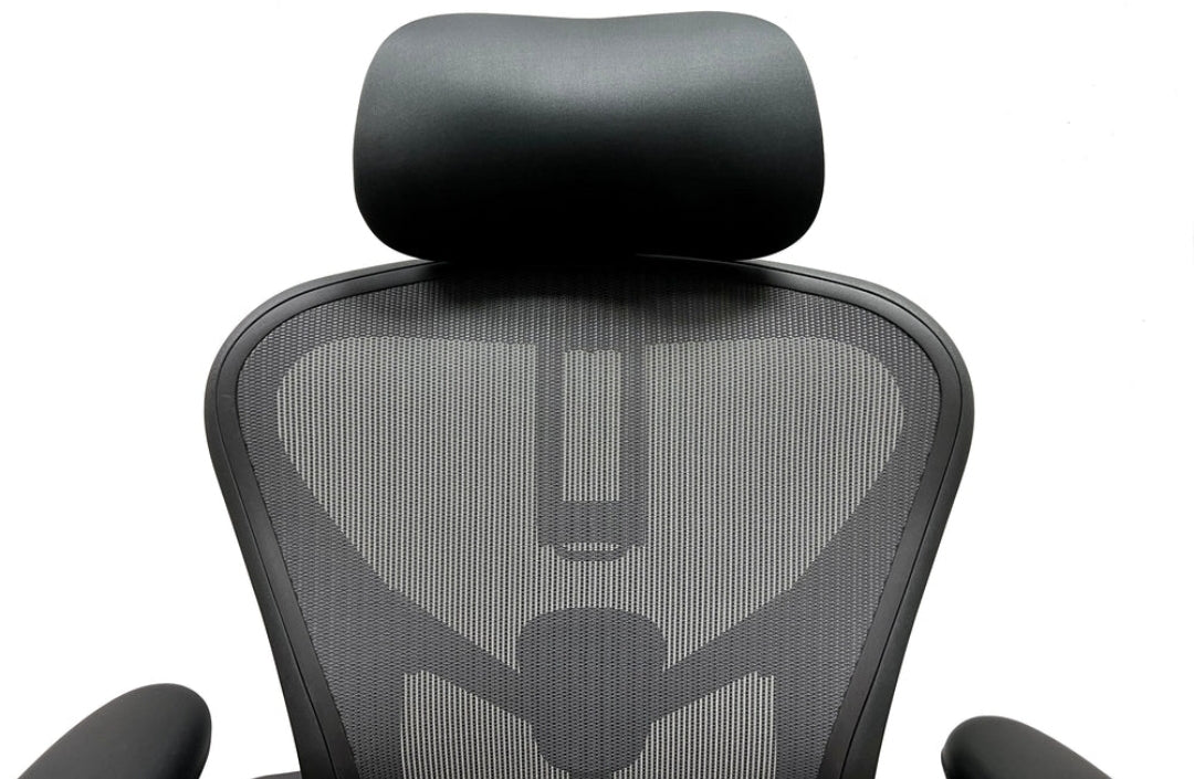 Herman Miller Aeron Headrest by Atlas – Cushion Edition (Graphite) - Front View Close Up