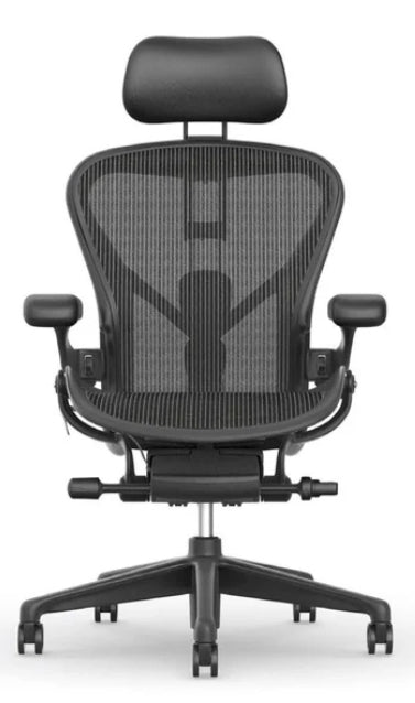 Herman Miller Aeron Headrest by Atlas – Cushion Edition (Graphite) - Front View Onyx Chair