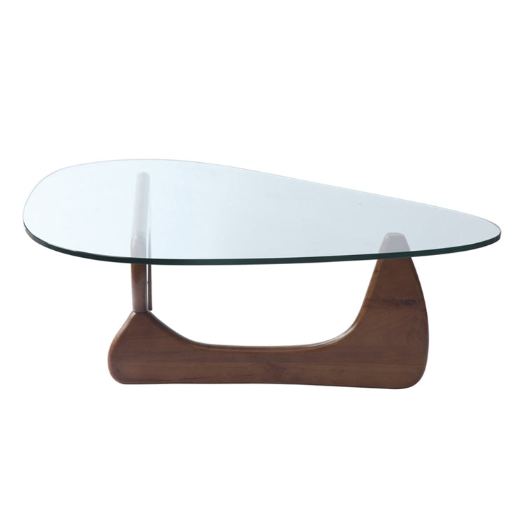 Fritz Hansen Style Noguchi Coffee Table – 19mm Glass Top, Walnut Solid Wood Base