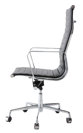 Eames Style EA119 High-Back Thin Pad Office Chair – Black Italian Leather (Brand New)