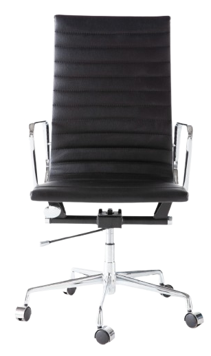 Eames Style EA119 High-Back Thin Pad Office Chair – Black Italian Leather (Brand New)