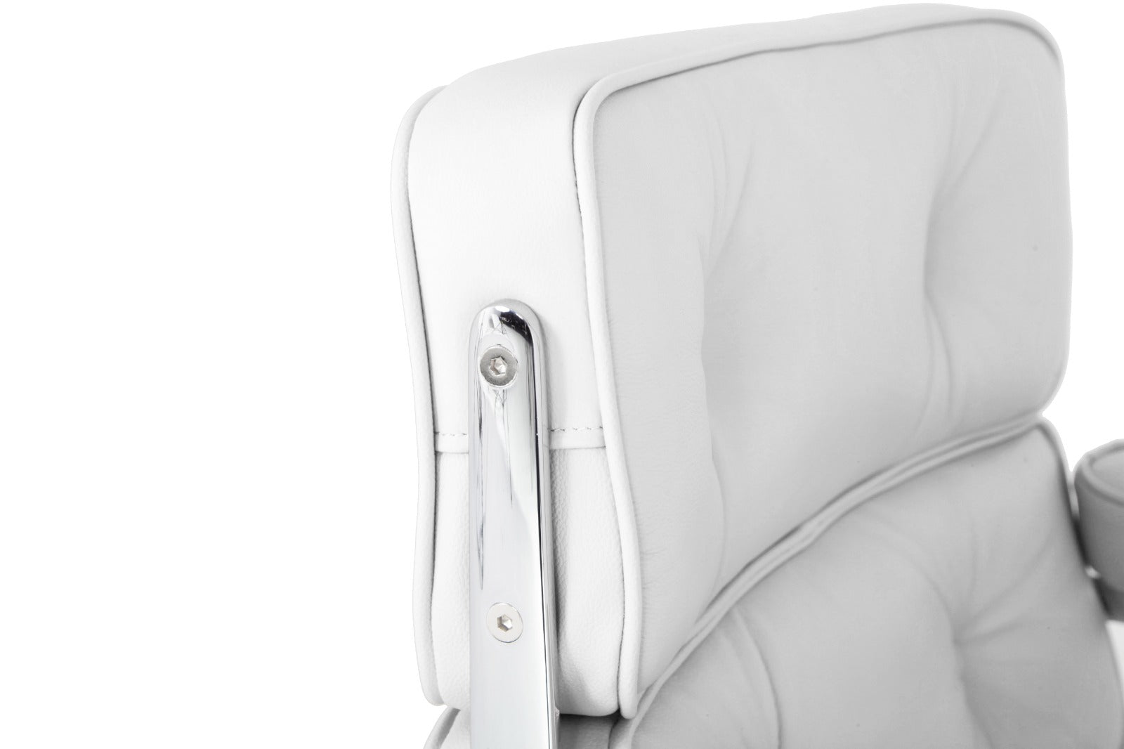 Eames Style ES104 Executive Leather Lobby Office Chair – White Italian Leather, Chrome Base (Brand New)