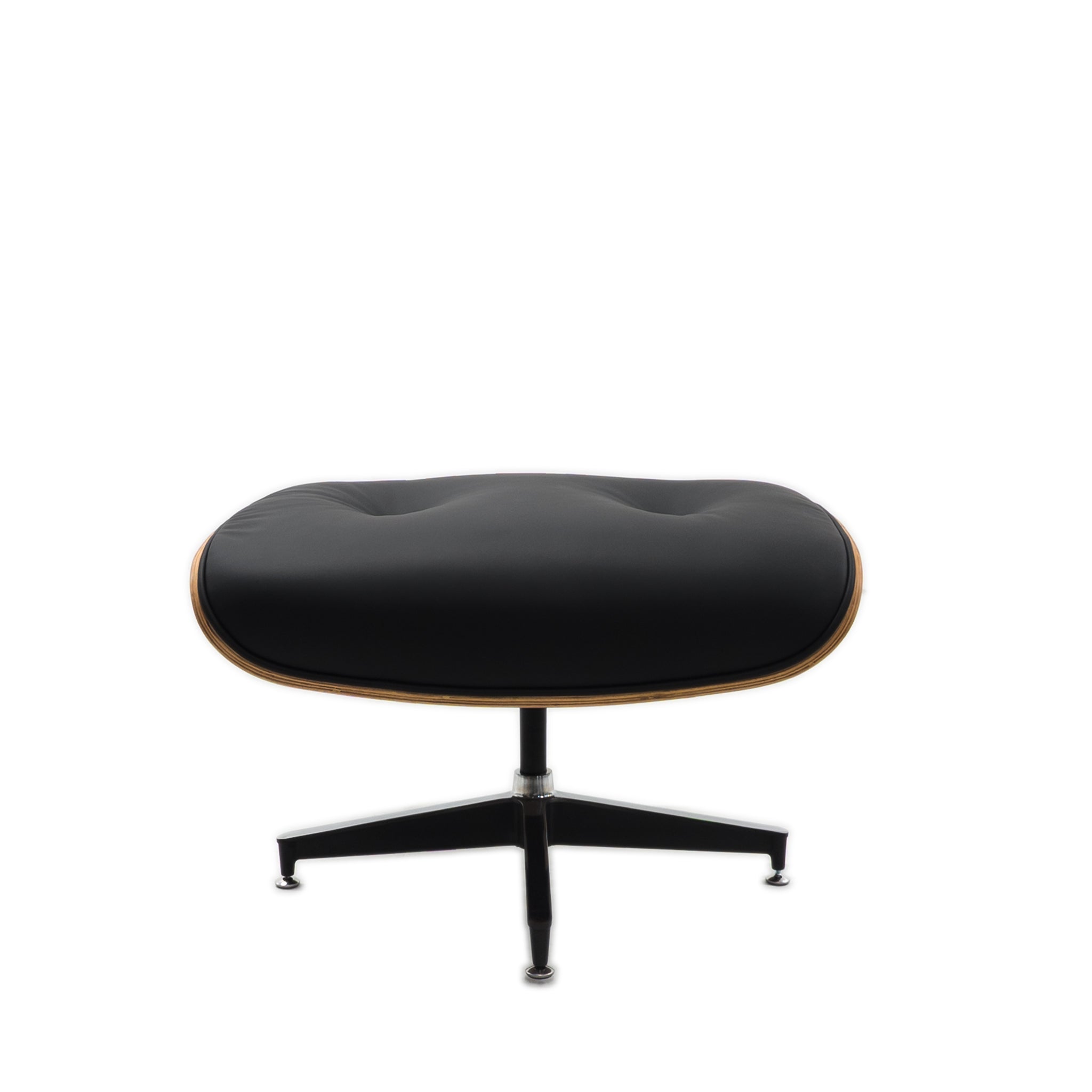 Eames Style Lounge Chair & Ottoman Walnut Wood Colour - Black Leather - Brand New