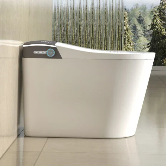 Luxury Japanese Smart Toilet Bidet – Auto Flush, UV Sterilization, Heated Seat, Warm Air Dryer, Remote Control, Aromatherapy, IR Therapy, Modern Floor-Mount (P-Trap 180mm, White)