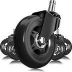 Set of black rollerblade-style chair wheels, 3 inch