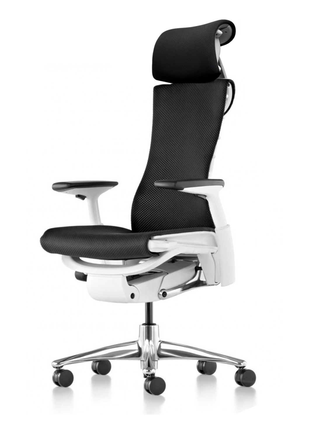 Atlas Headrest for Herman Miller Embody Chair - Black Rhythm White Frame