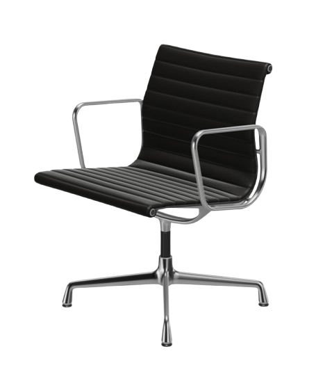 EA108 Replica PU Leather Office Chair – Black, Chrome Base, Fixed Height, With Wheels