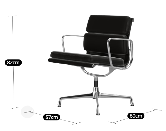 Vitra Eames Style EA208 Soft Pad Office Chair Medium-Back – Black Leather - Brand New