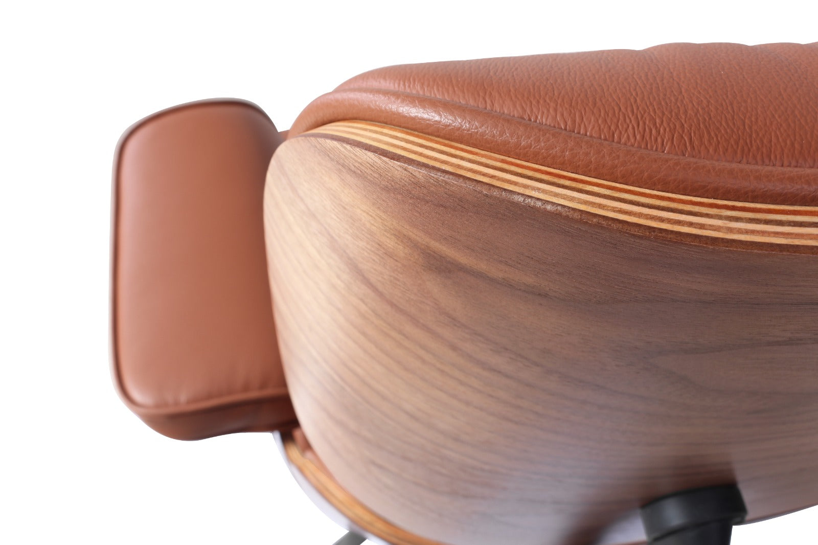 Eames Style Lounge Chair & Ottoman – Tan Italian Leather with Walnut Wood Finish (Brand New) - HM Chairs