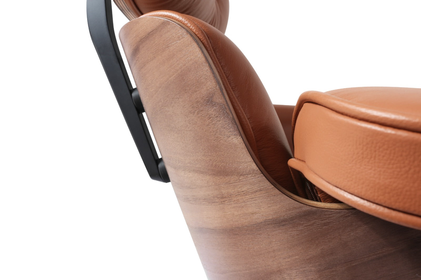 Eames Style Lounge Chair & Ottoman – Tan Italian Leather with Walnut Wood Finish (Brand New) - HM Chairs