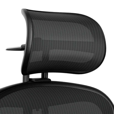 Atlas headrest in Onyx on a Herman Miller Aeron Remastered chair, back view