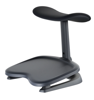 LiberNovo StepSync footrest in Midnight Black, angled view