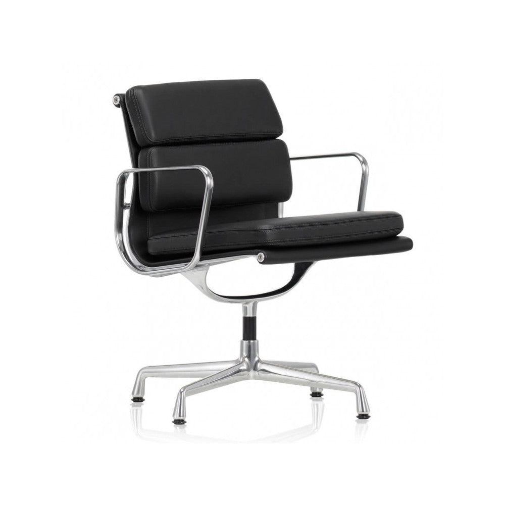 Vitra Eames Style EA208 Soft Pad Office Chair Medium-Back – Black Leather - Brand New